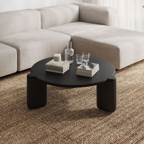 Nobu Round Concrete Coffee Table | Black