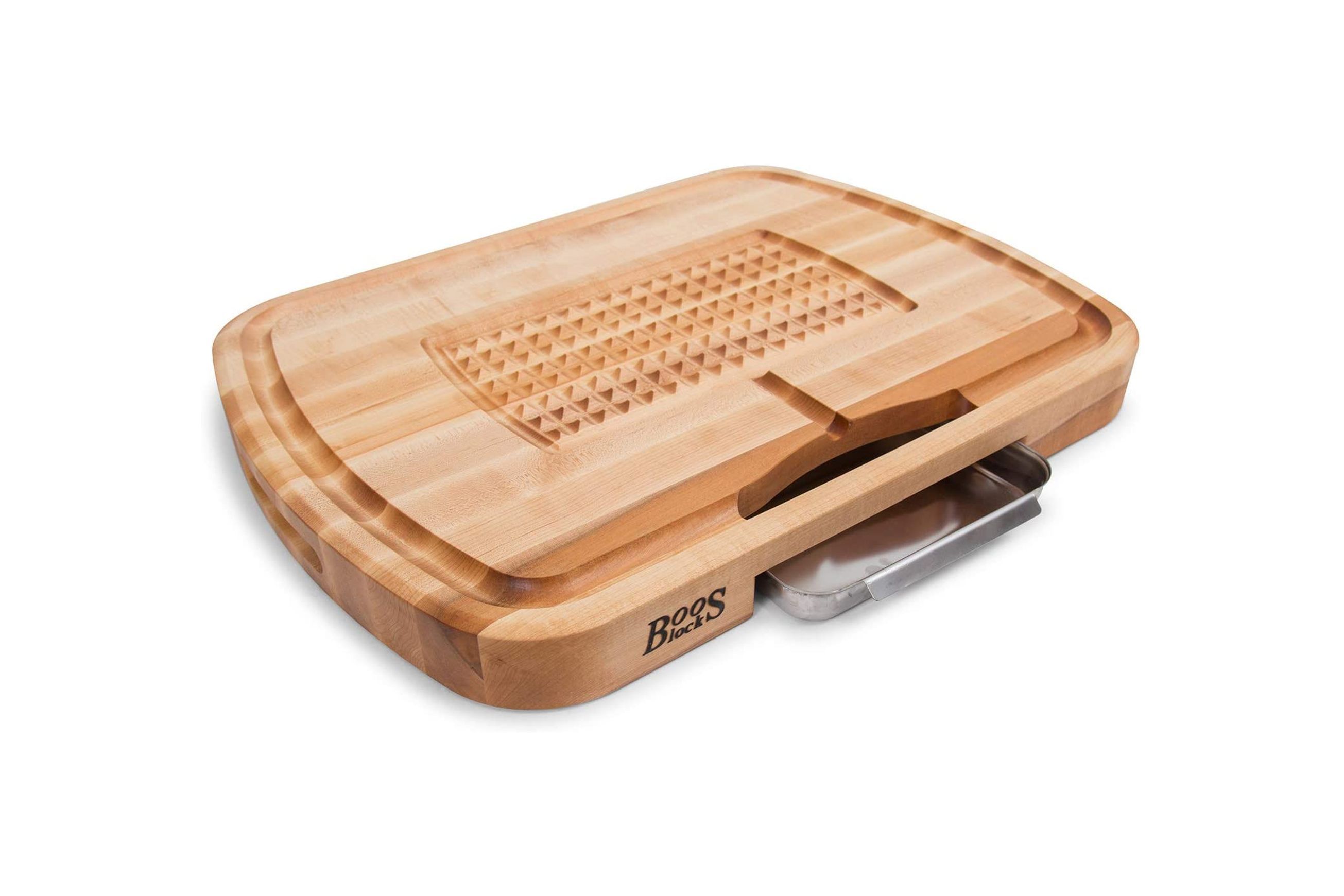Boos Block Carving Collection Reversible Maple Cutting Board With Juice Groove And Pan