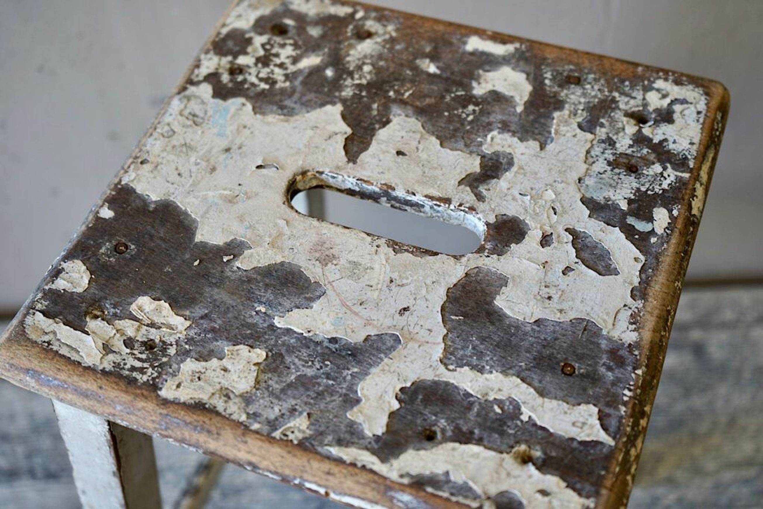 French Rustic Painted Stool
