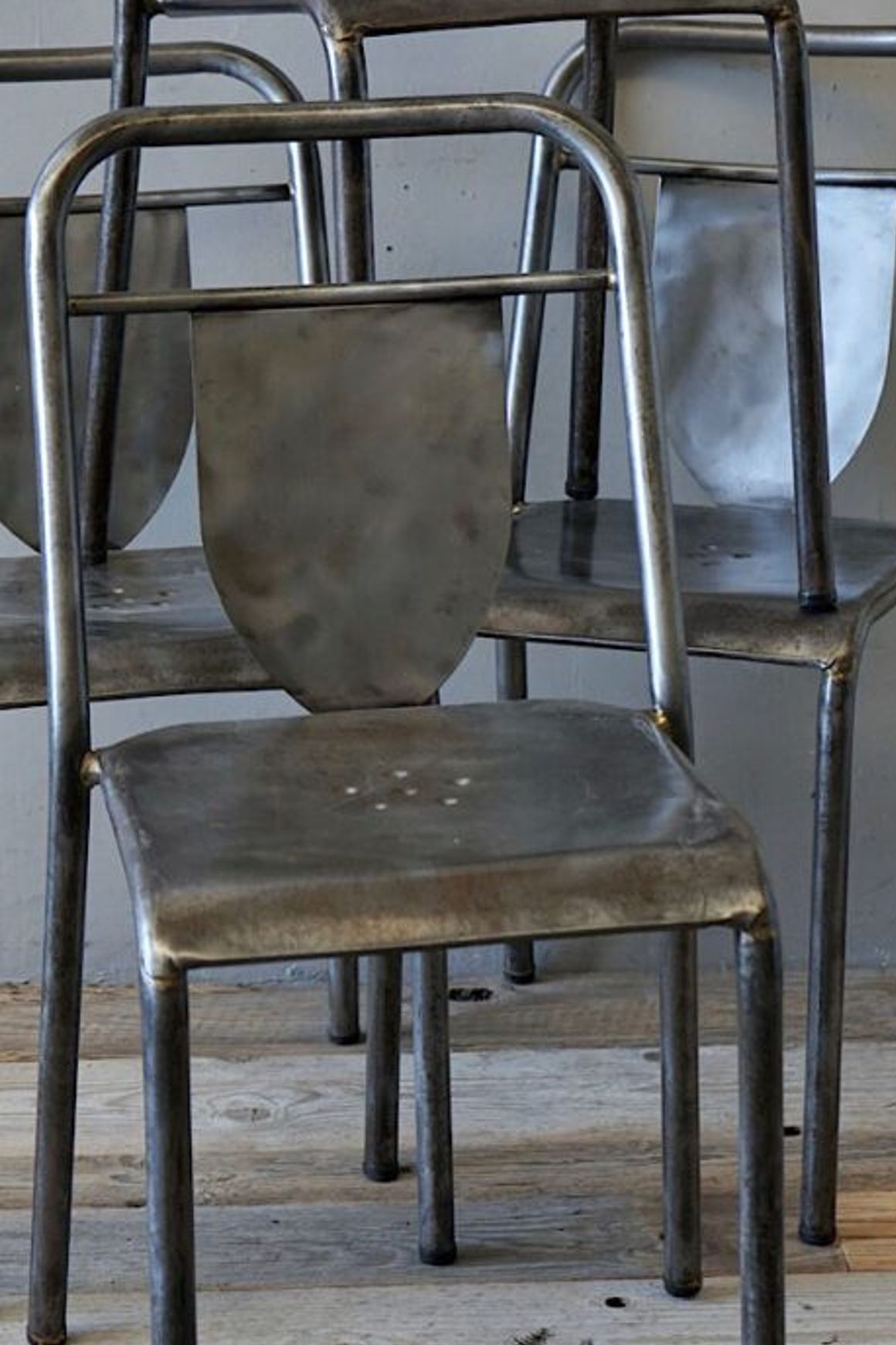 Set of 4 French Industrial Steel Chairs