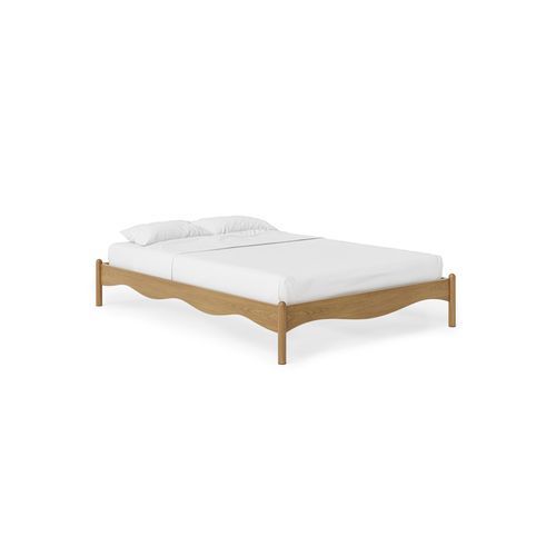 Pippa Scalloped Queen Bed Base | Medium Oak