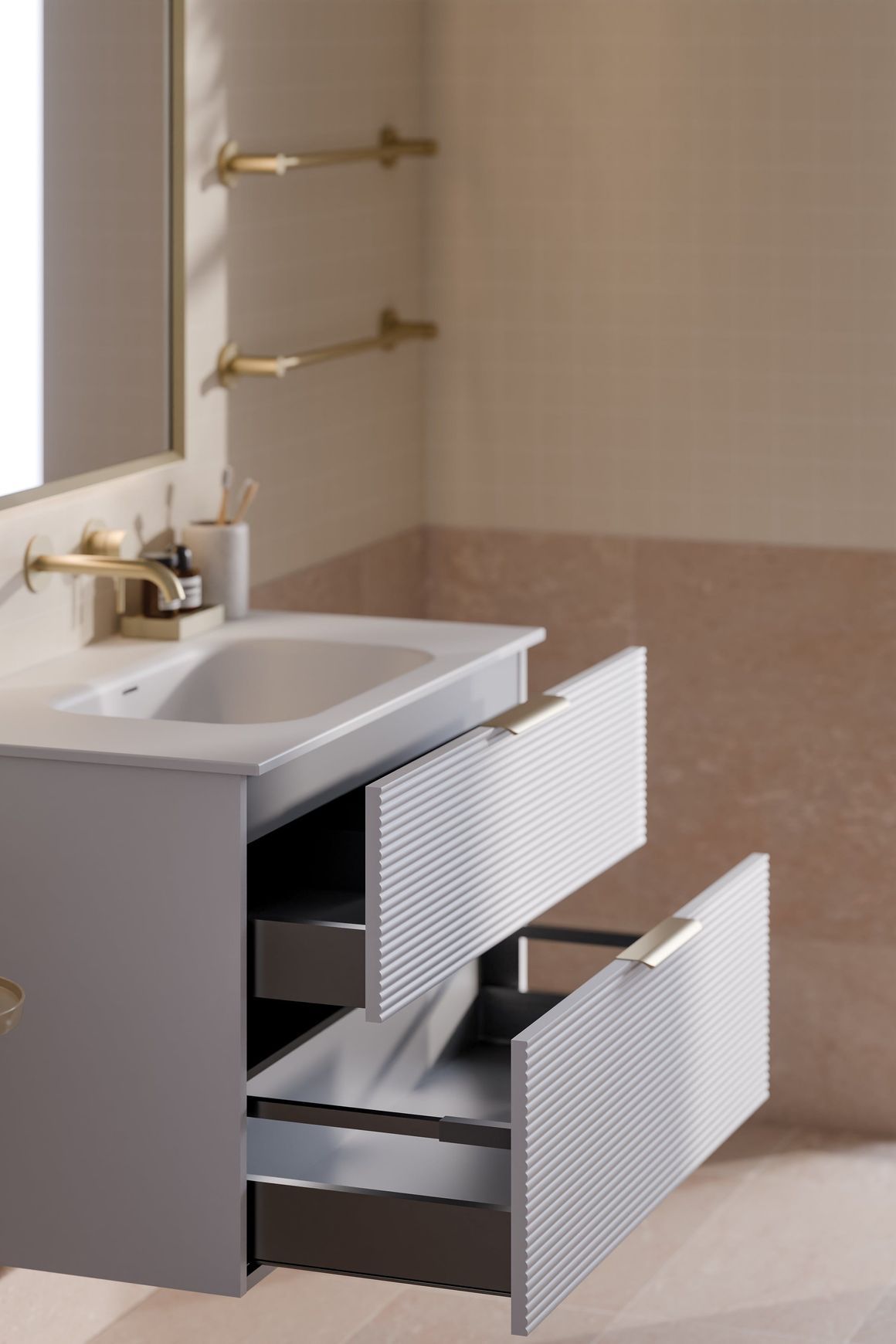 Lineare 900 Vanity | 2 Drawer | Inset Basin