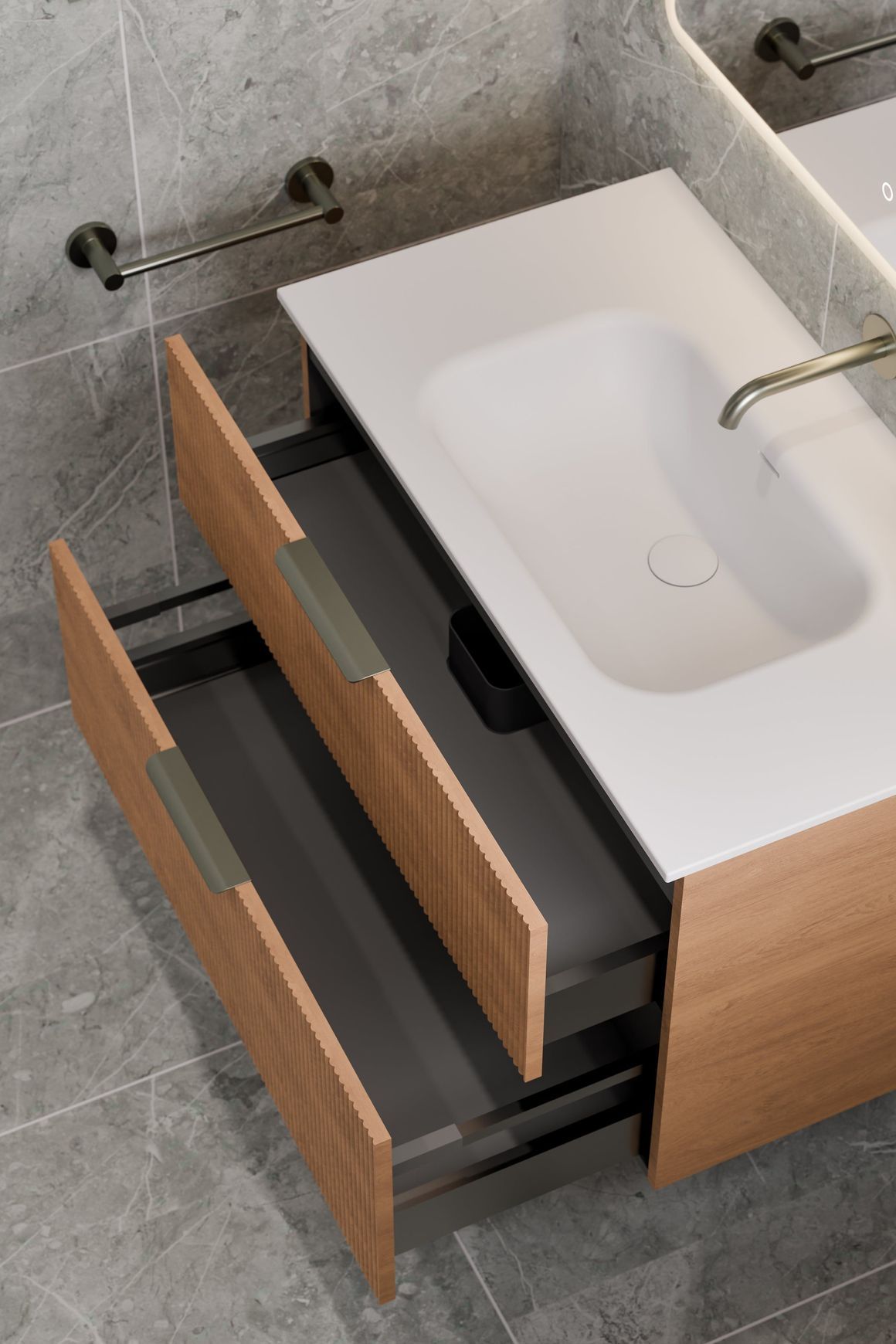 Lineare 900 Pillar 2 Drawer Vanity