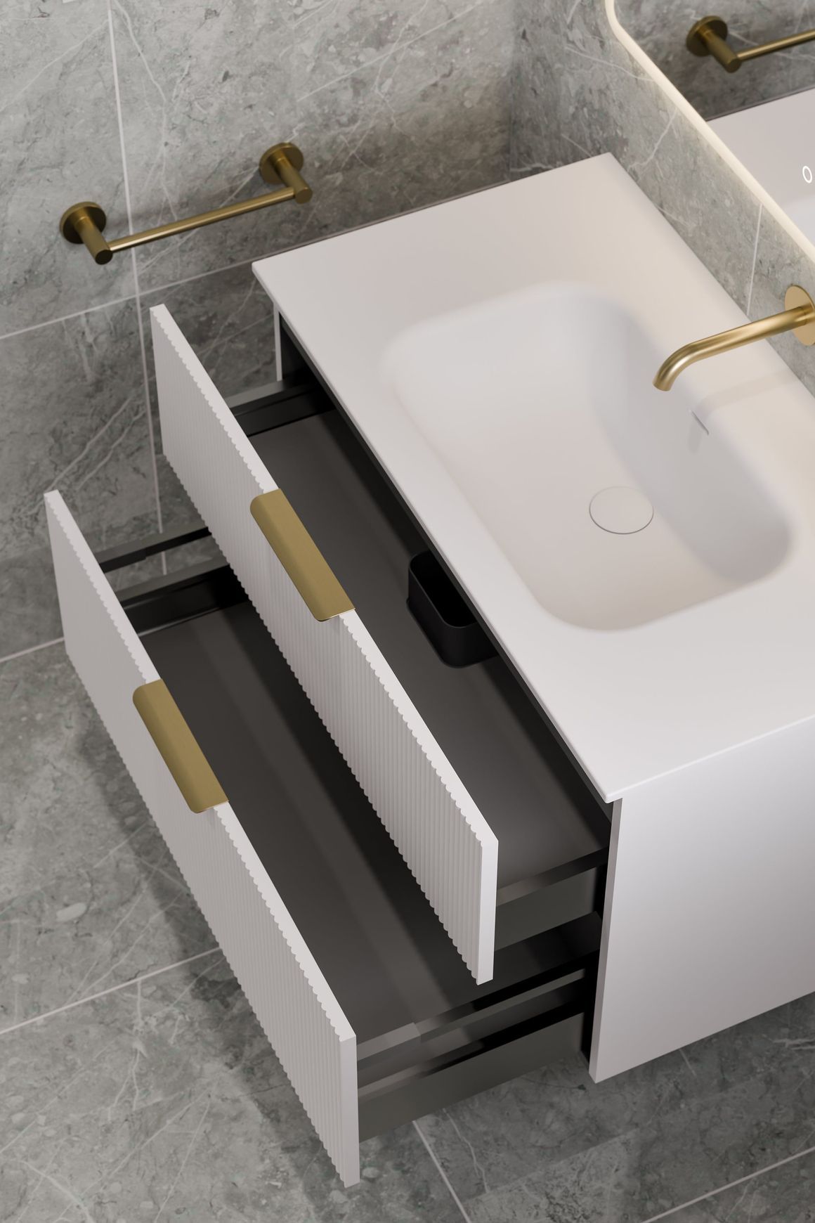 Lineare 900 Pillar 2 Drawer Vanity