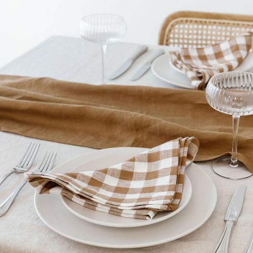 100% French Flax linen Table Cloth- Natural Oat