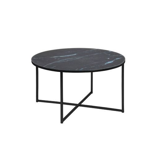 KOLINA Marble Glass Round Coffee Table 80cm - Black