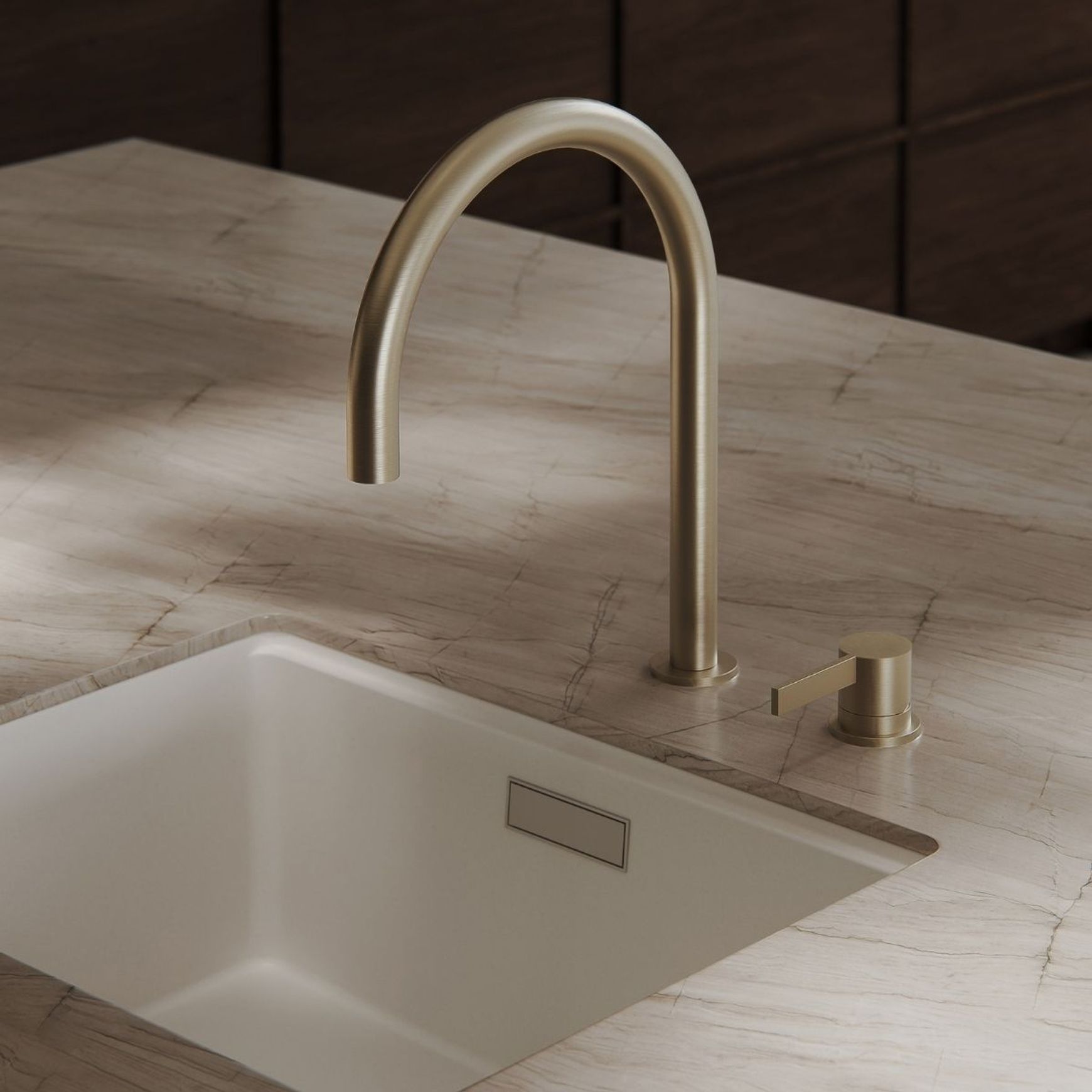 Arc 2 Hole Kitchen Mixer Round Spout