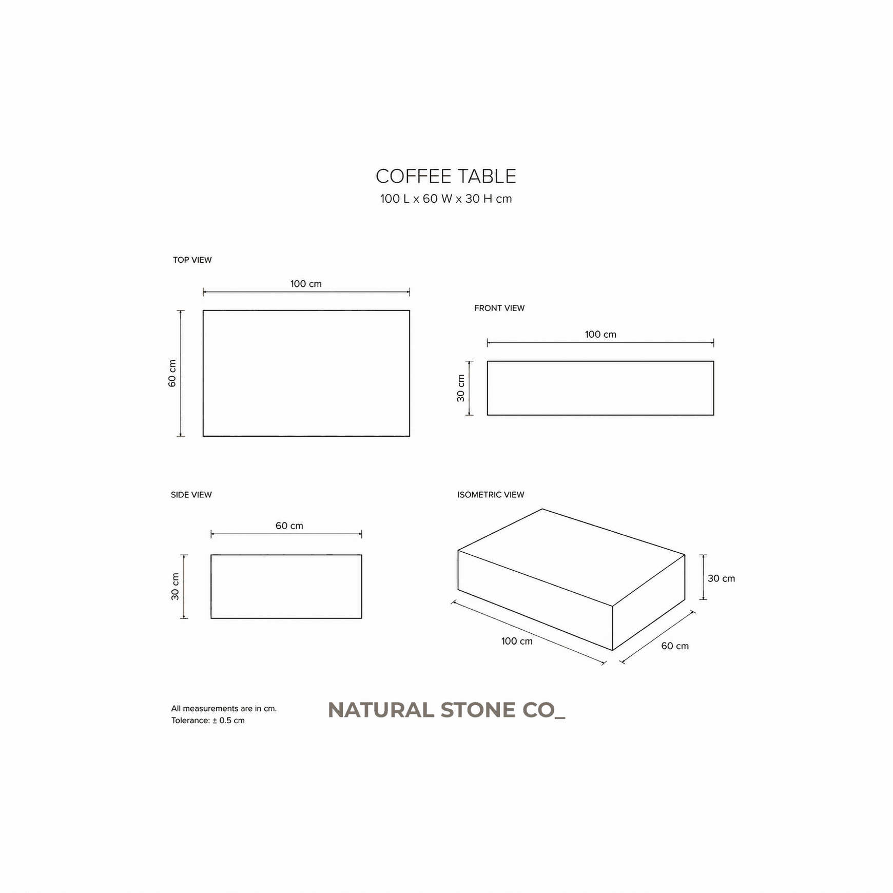 Block Coffee Table - Cream Rosa Marble