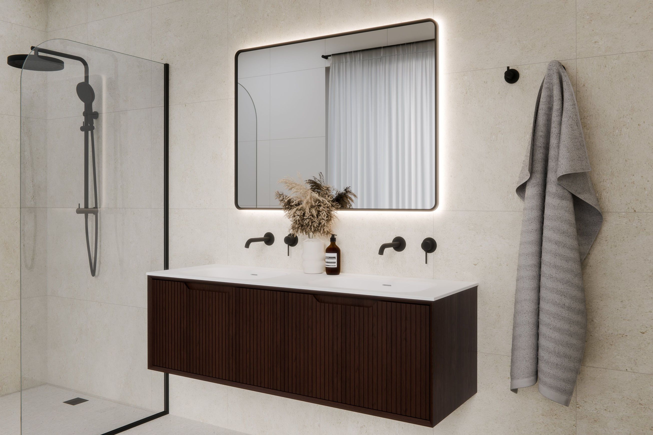 Aria 1500 Double Basin Wall Hung Vanity | Inset Basin