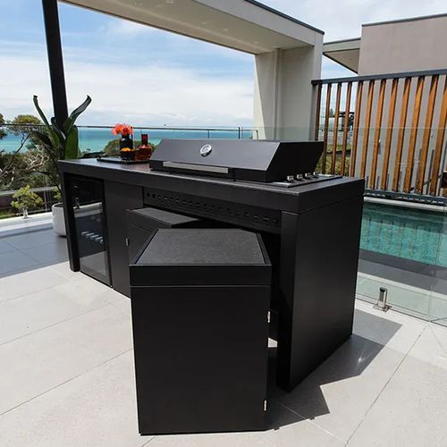 Artusi 2400mm Aperto Ferro Outdoor Kitchen Cabinet - Impera Black Stone