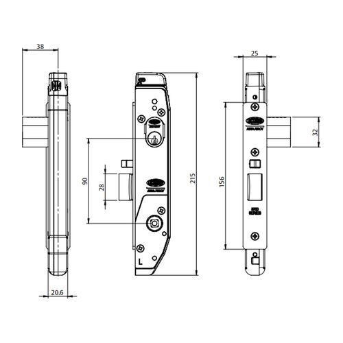 Lockwood Primary Mortice Lock 38mm Backset Stainless Steel 6782SS