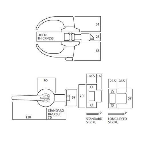 Lockwood 929 Series Entrance Escape Door Lever Set Satin Chrome Fire Rated 929SC