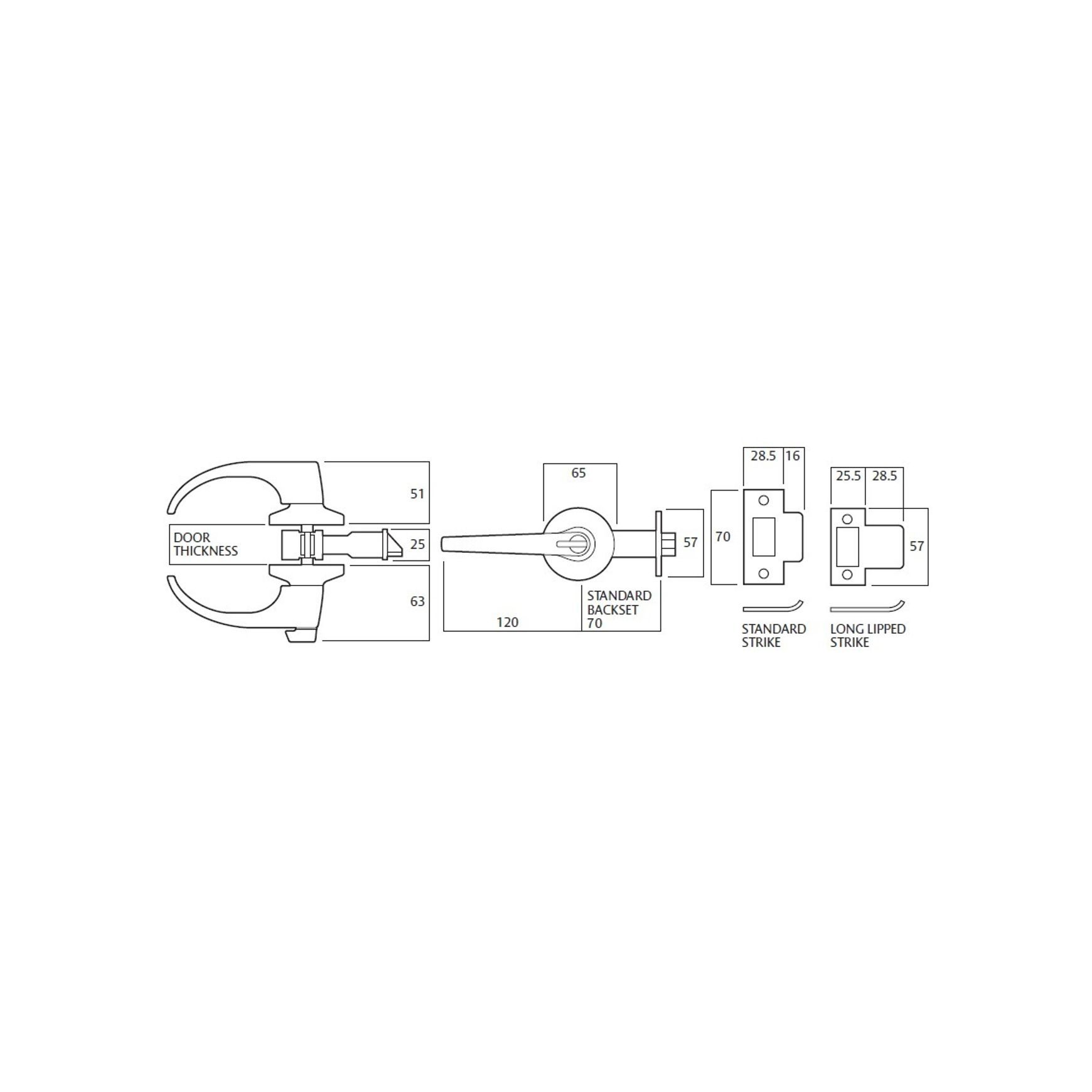 Lockwood Door Lever Passage Set Commercial Grade Fire Rated Satin Chrome 931SC
