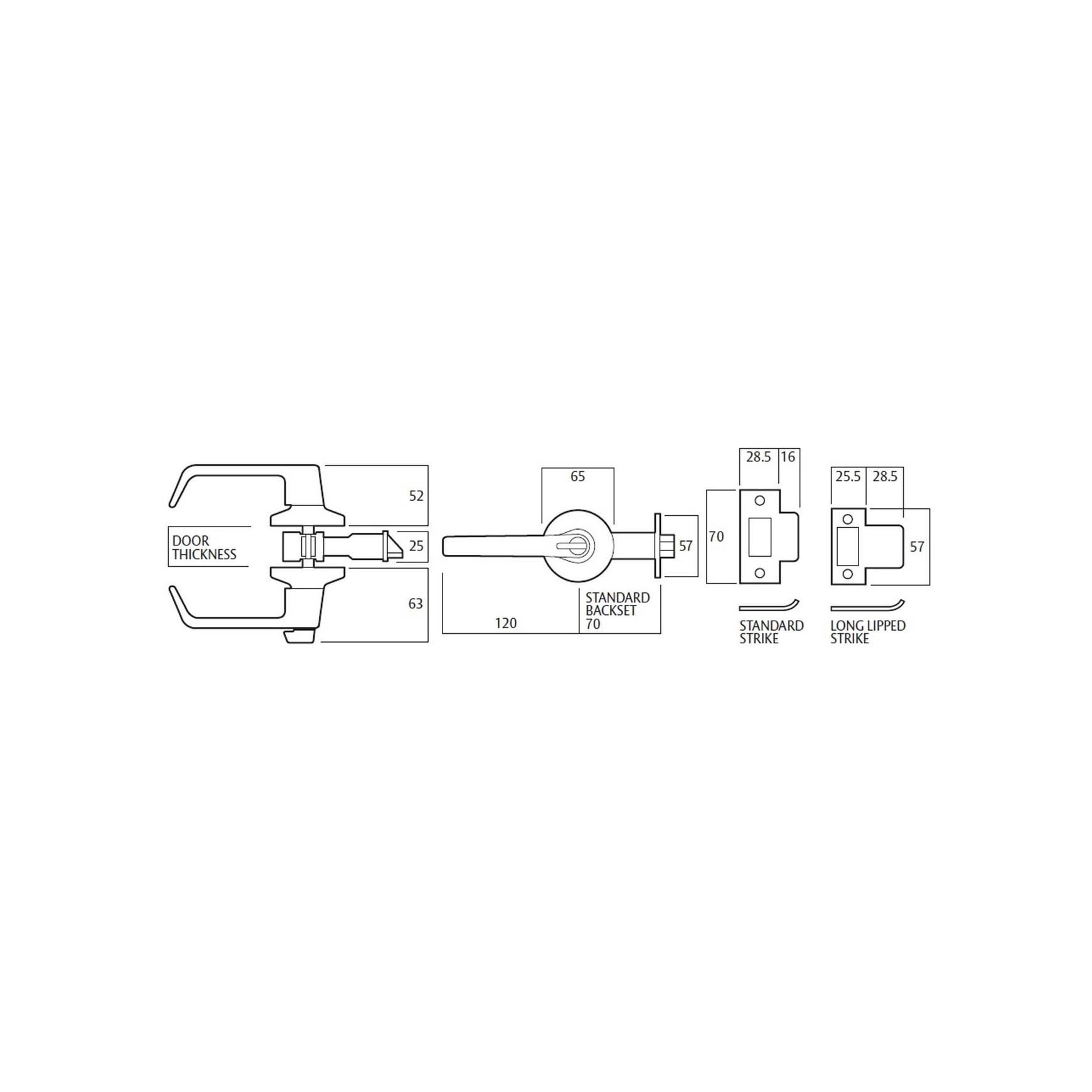 Lockwood Door Lever Passage Lever Set Commercial Grade Fire Rated Satin Chrome 951SC
