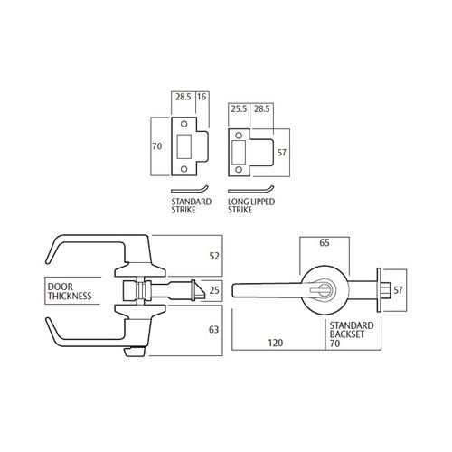 Lockwood Door Lever Privacy Set Commercial Grade Fire Rated Satin Chrome 952SC
