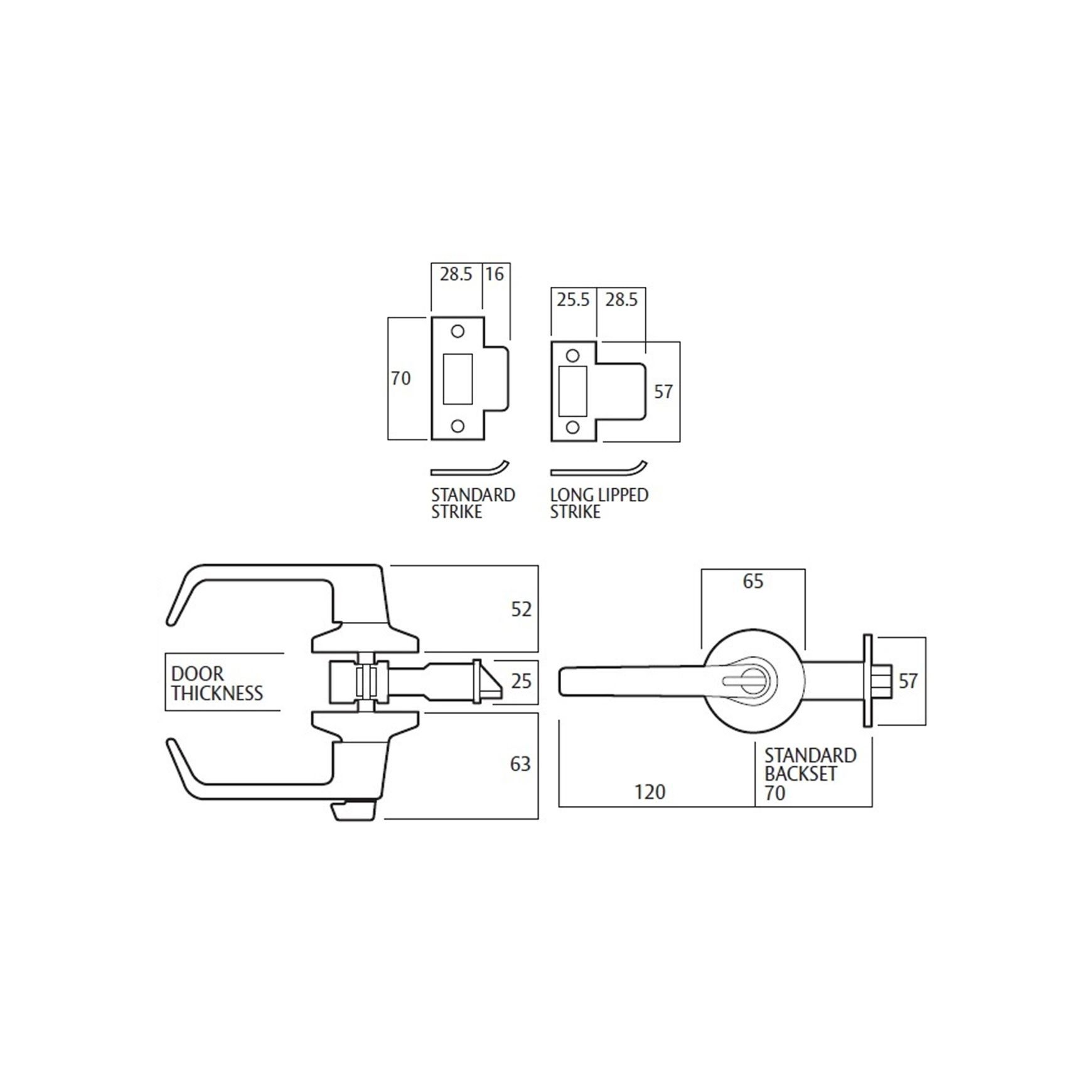 Lockwood Door Lever Privacy Set Commercial Grade Fire Rated Satin Chrome 952SC