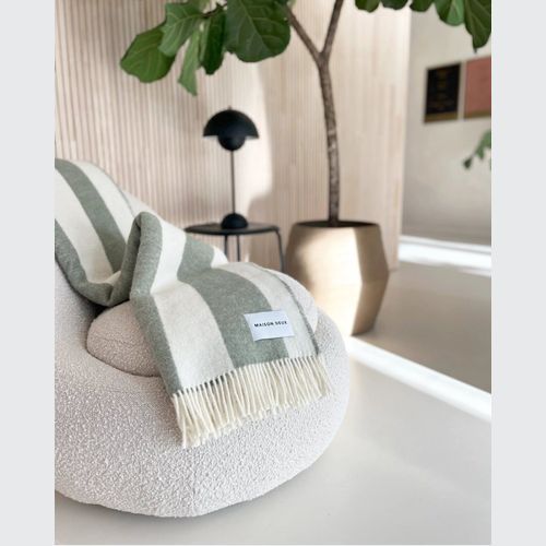 Maison Deux Rough Stripe - Agave | Large Reversible Wool Throw