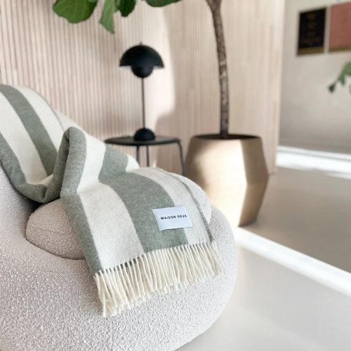 Maison Deux Rough Stripe - Agave | Large Reversible Wool Throw