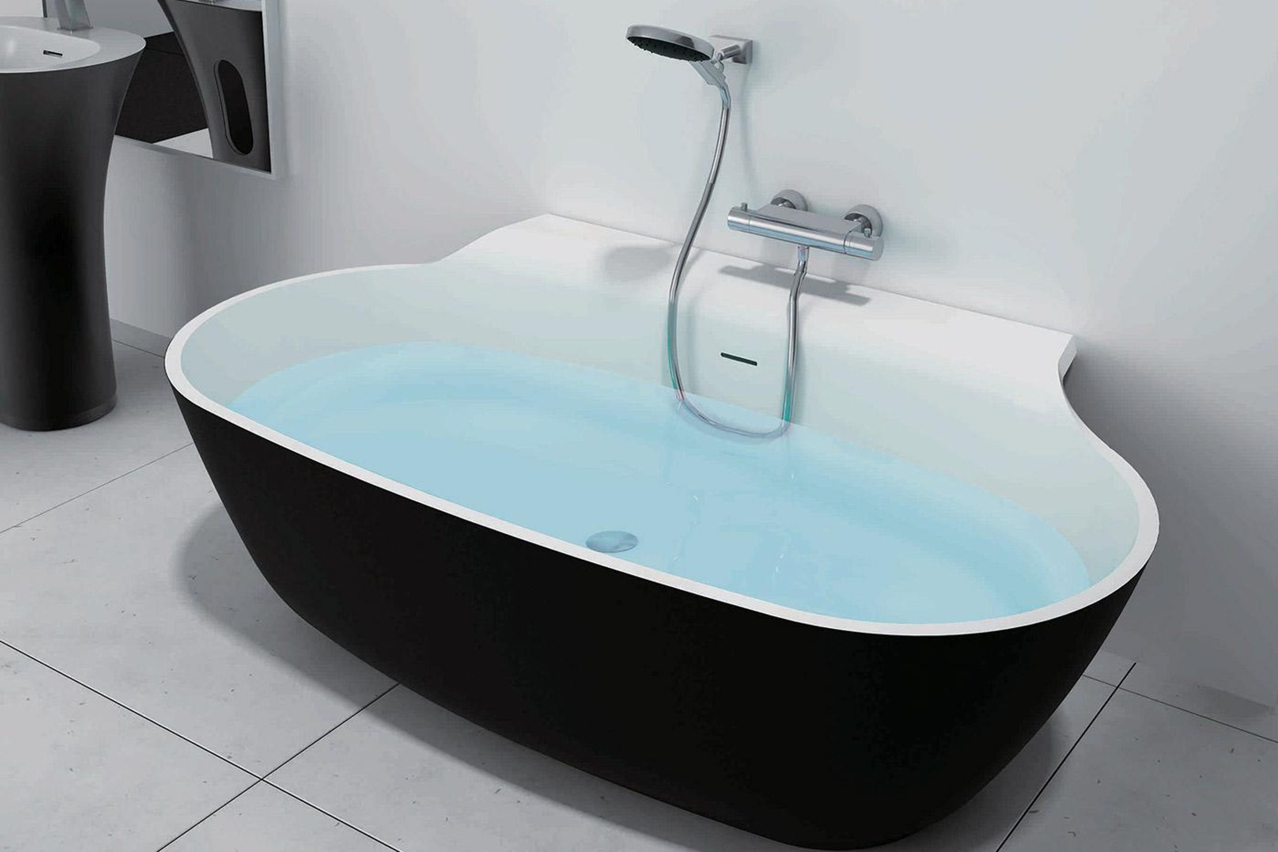 Pietra Bianca Alice Back-To-Wall Freestanding Bath