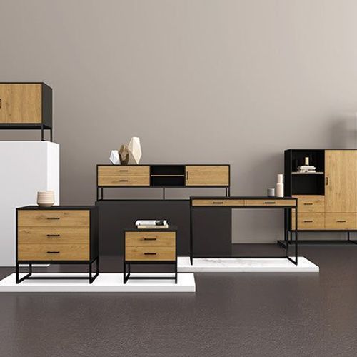 AMSTER Sideboard Buffet 160cm - Natural & Black