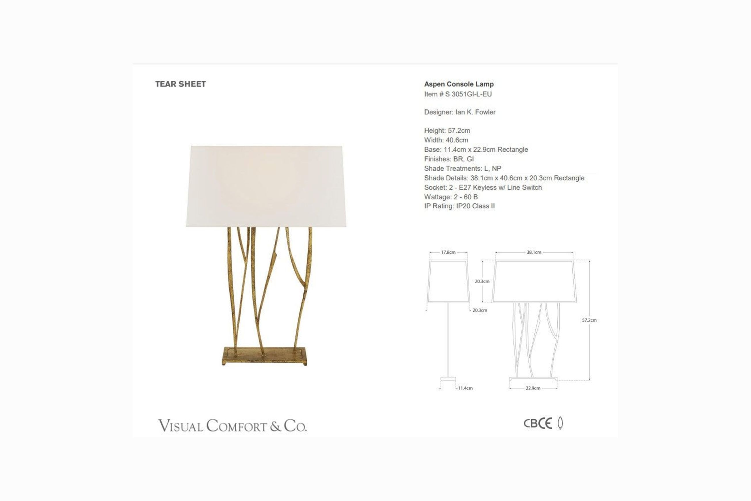 Visual Comfort Ian K. Fowler Aspen Console Table Lamp