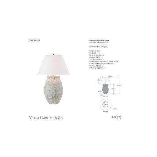 Visual Comfort Marie Flanigan Avedon Large Table Lamp