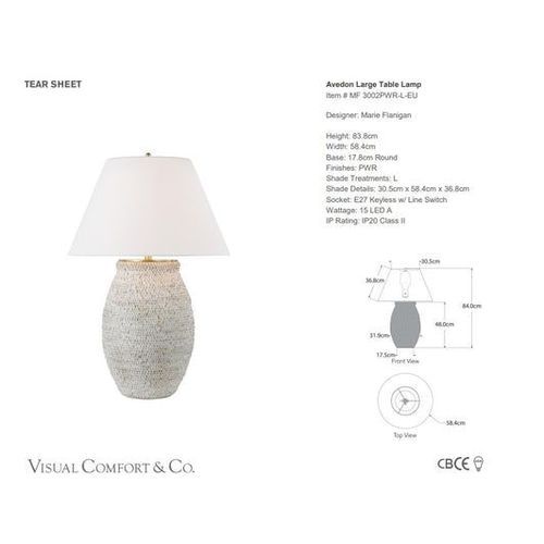 Visual Comfort Marie Flanigan Avedon Large Table Lamp