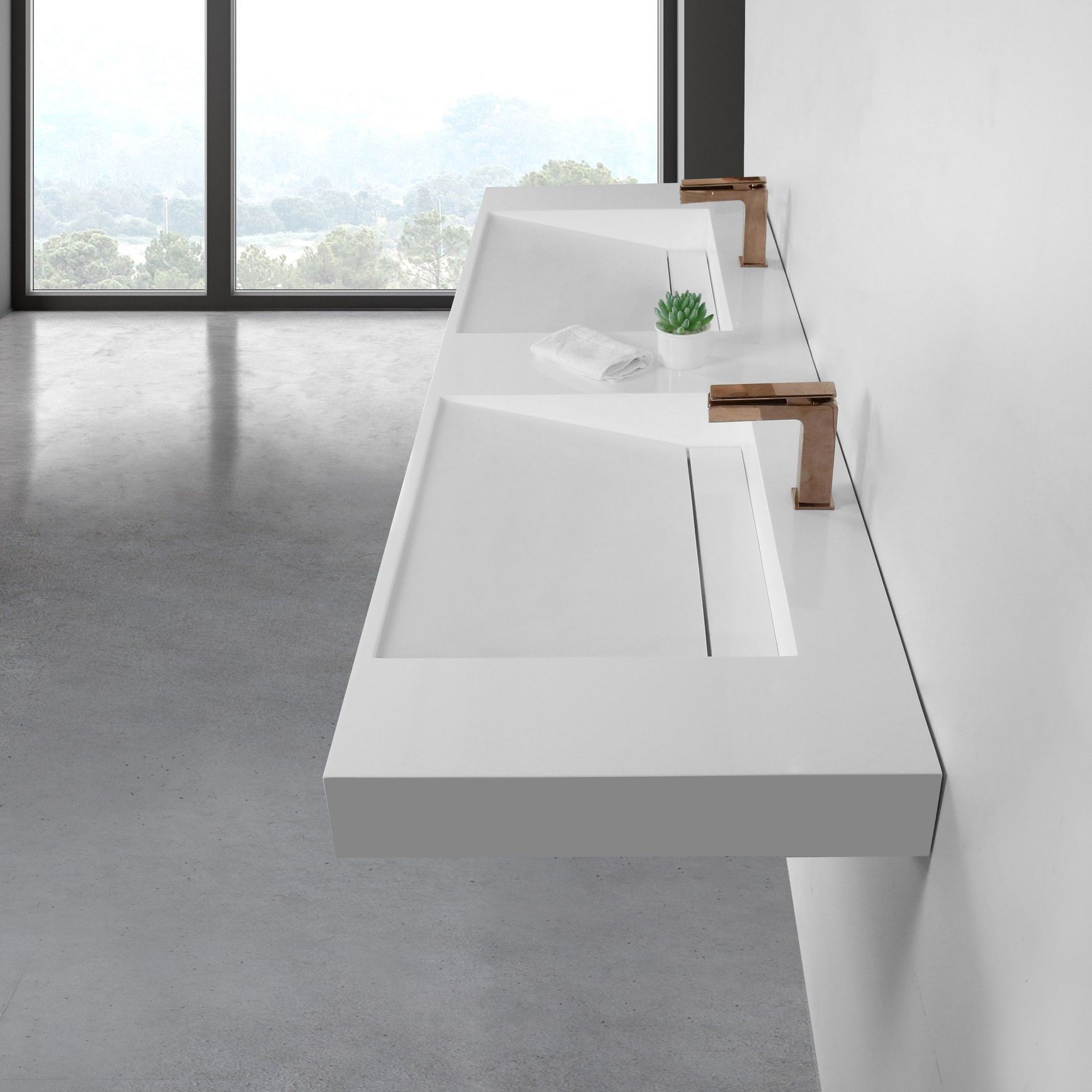 Ramp Basin Wall Hung Double Bowl 1829mm B5072-D