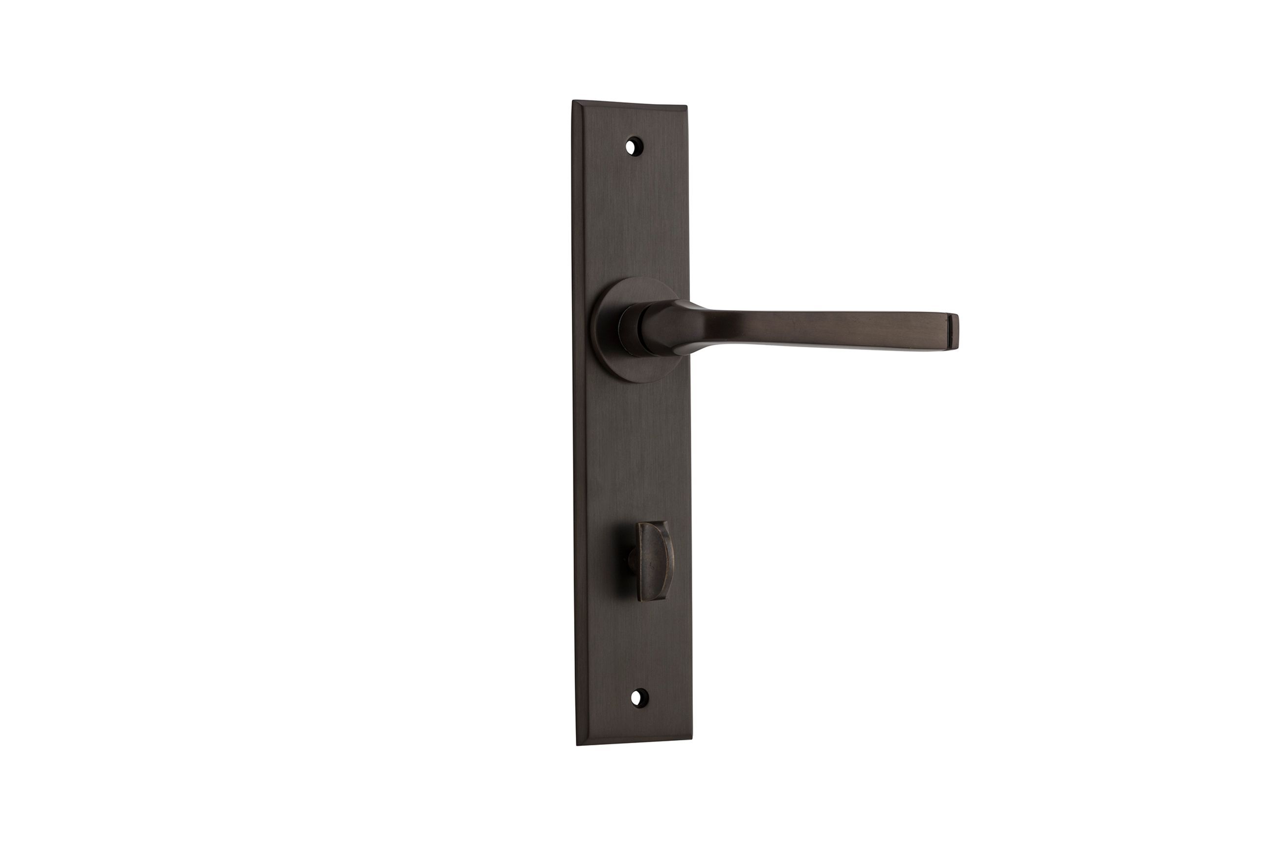 Iver Annecy Door Lever on Chamfered Backplate Privacy Bronzed Brass 10788P85 - Customise to your needs
