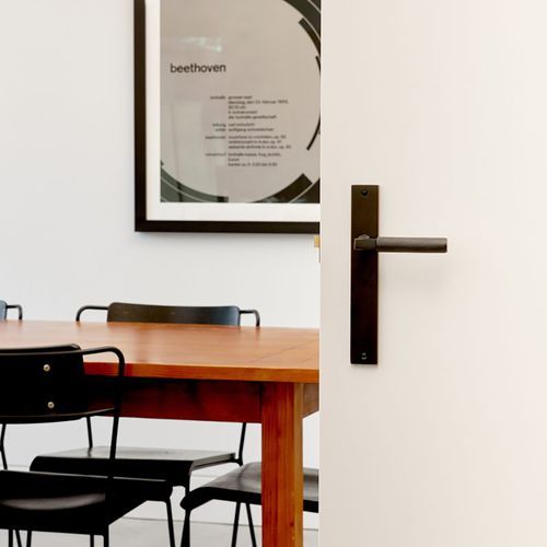 Iver Brunswick Door Lever on Chamfered Backplate