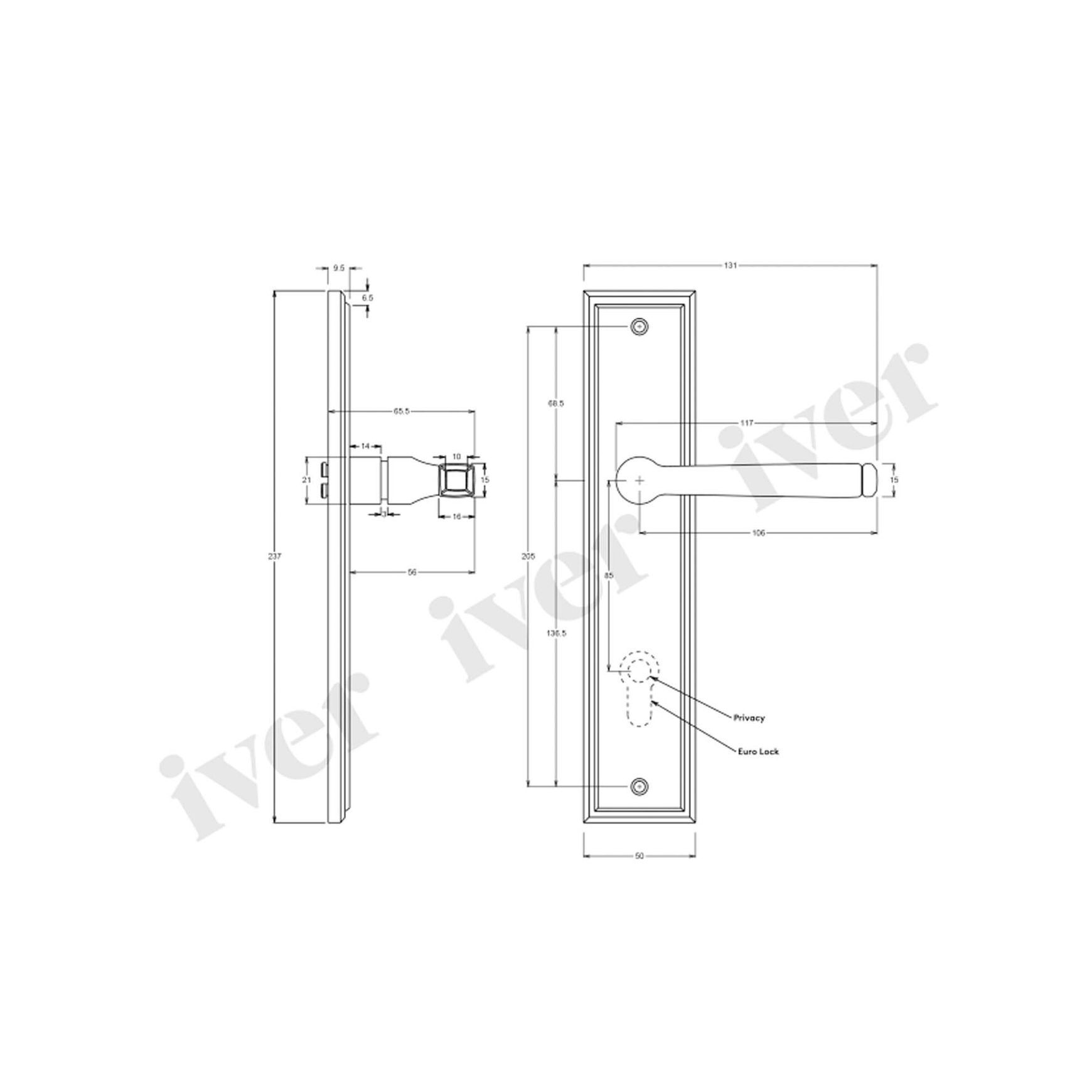Iver Annecy Door Lever on Stepped Backplate Privacy Brushed Chrome 12244P85 - Customise to your need