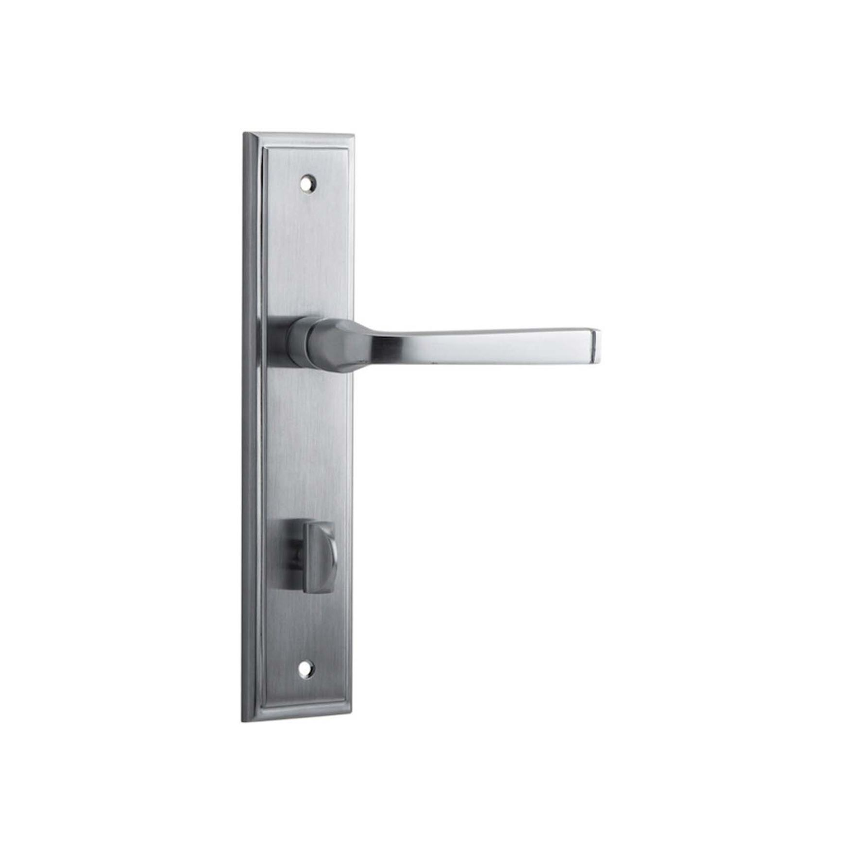 Iver Annecy Door Lever on Stepped Backplate Privacy Brushed Chrome 12244P85 - Customise to your need