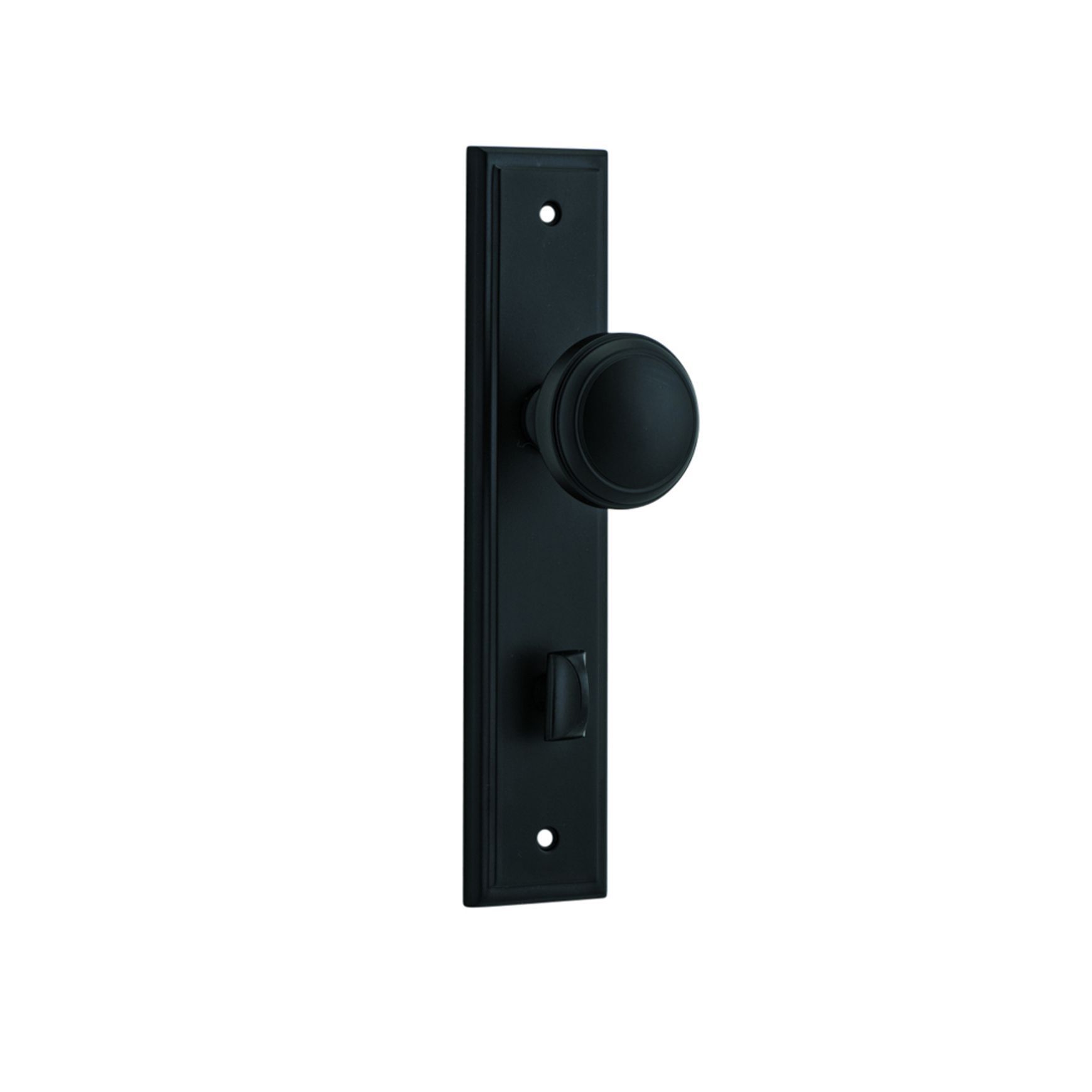 Iver Paddington Door Knob Stepped Backplate Privacy Matt Black 12838P85 - Customise to your needs