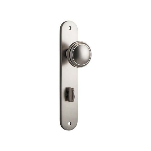 Iver Paddington Door Knob on Oval Backplate Privacy Satin Nickel 14832P85 - Customise to your needs