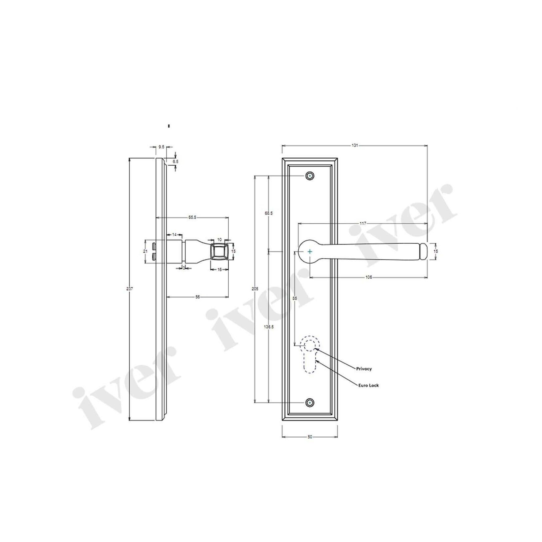 Iver Annecy Door Lever on Stepped Backplate Privacy Brushed Brass 15244P85 - Customise to your need