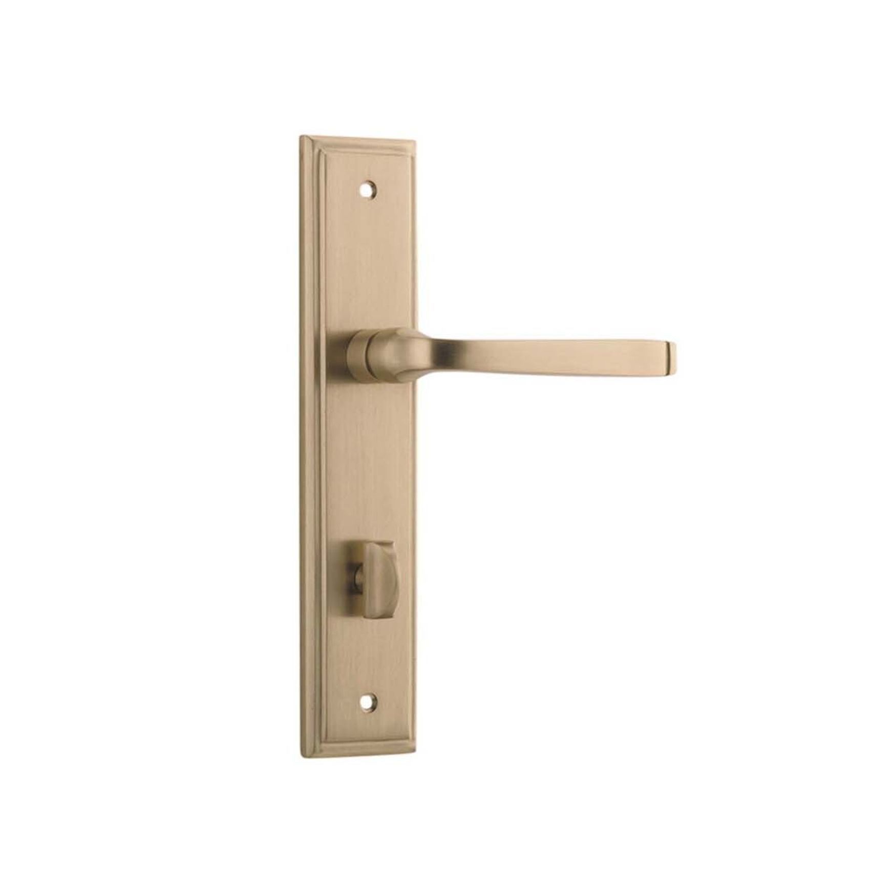 Iver Annecy Door Lever on Stepped Backplate Privacy Brushed Brass 15244P85 - Customise to your need