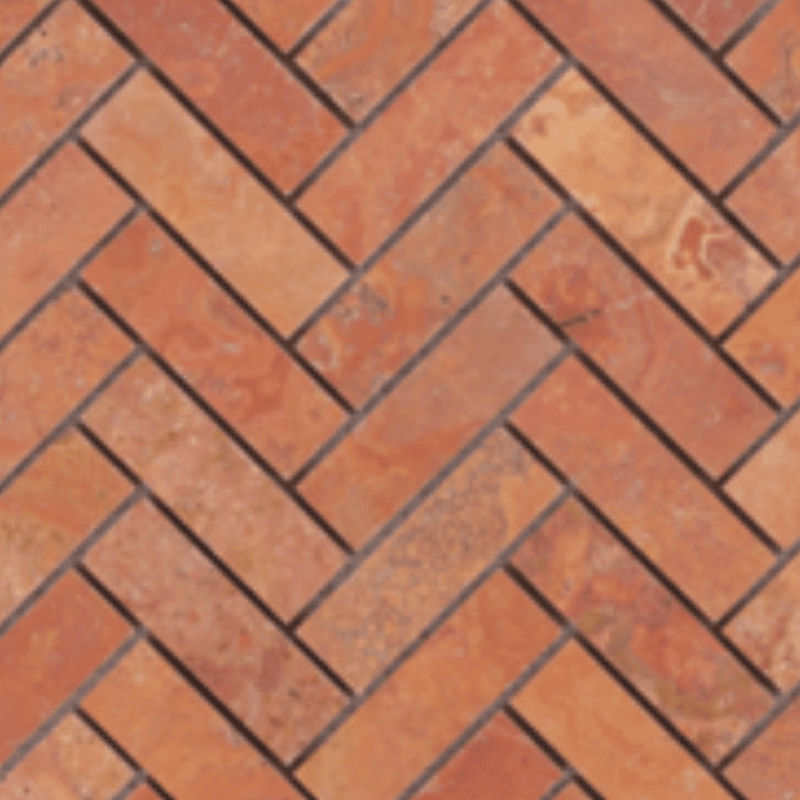 Red Travertine Honed Herringbone