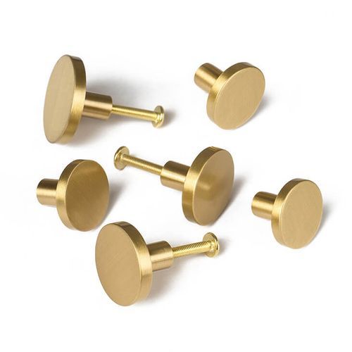 Solid Brass Kitchen Button Round Knobs