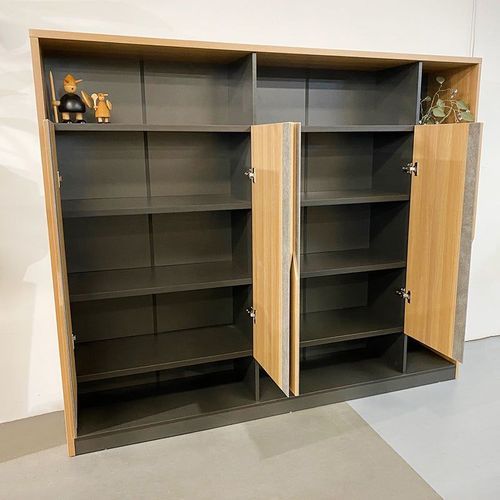 BAXTER Display Cabinet 190cm - Acacia & Carbon Grey