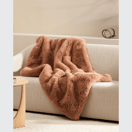Pele Faux Fur Throw - Toasted Coconut | Baya