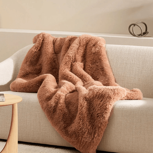Pele Faux Fur Throw - Toasted Coconut | Baya