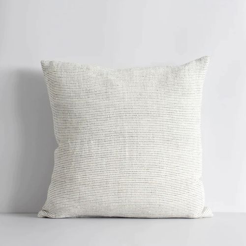 Baya Sandridge Cushion - Off White/Lead | 100% Linen