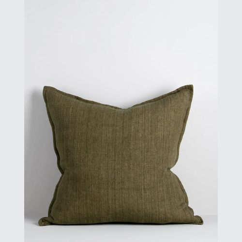 Baya Cassia Handwoven 100% Linen Cushion - Military | Square