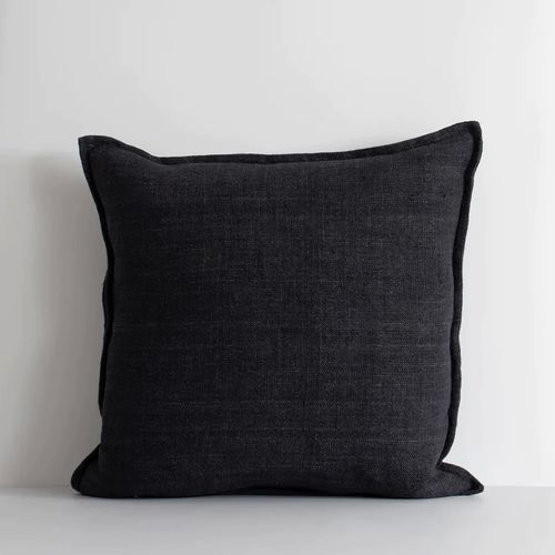 Baya Flaxmill Handwoven Linen Cushion | Black