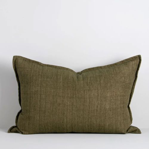 Baya Arcadia Handwoven Linen Cushion - Military | Lumbar
