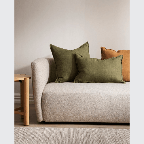 Baya Cassia Handwoven 100% Linen Cushion - Military | Square