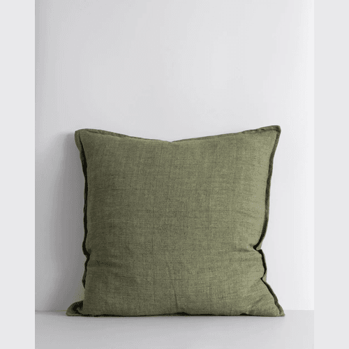 Baya Cassia Handwoven 100% Linen Cushion - Moss | Square