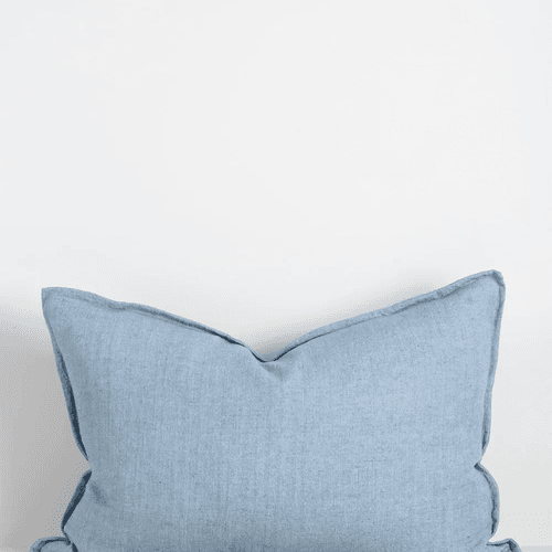 Baya Arcadia Handwoven Linen Cushion - Chambray | Lumbar
