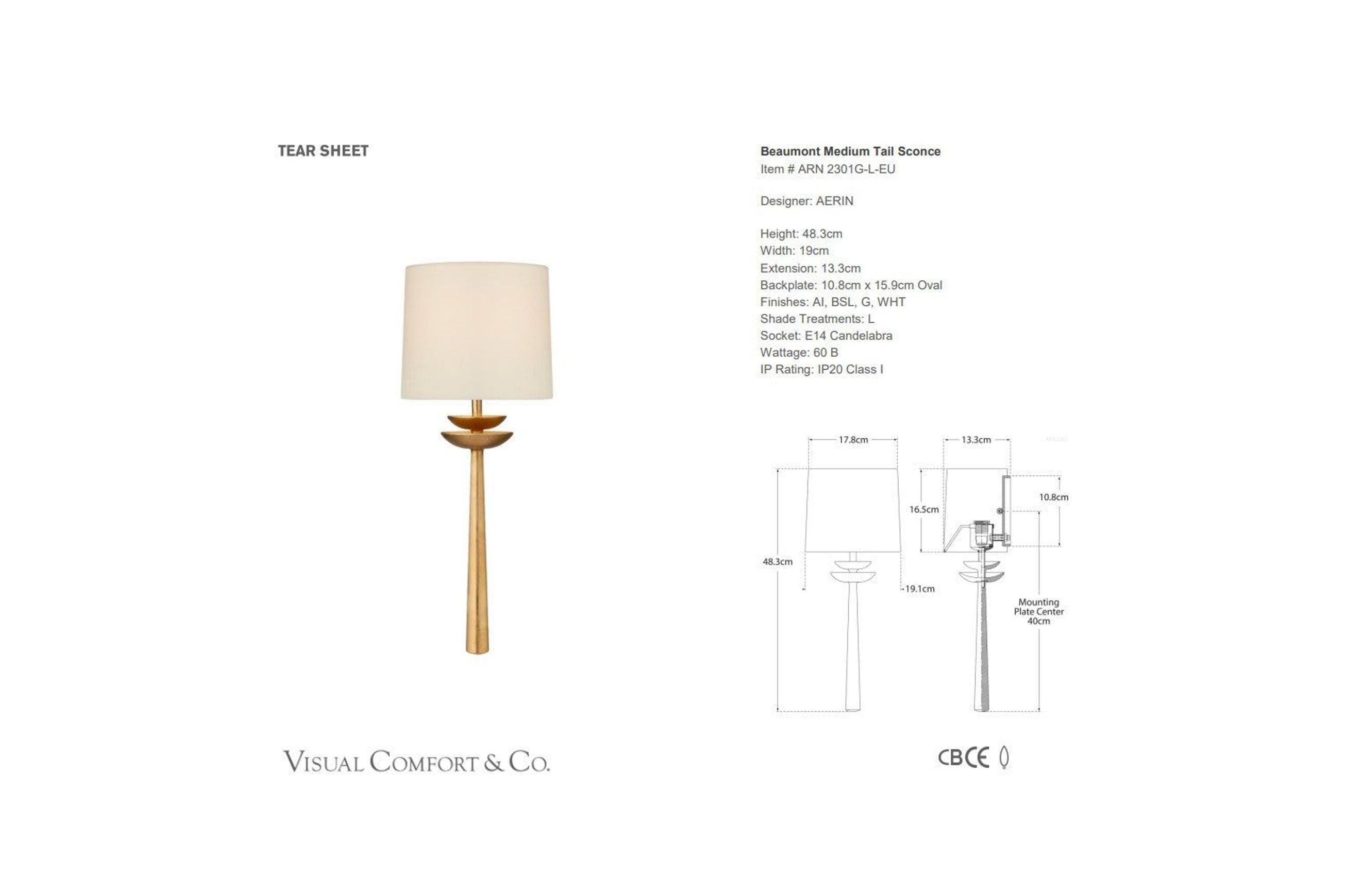 Aerin Beaumont Medium Tail Sconce