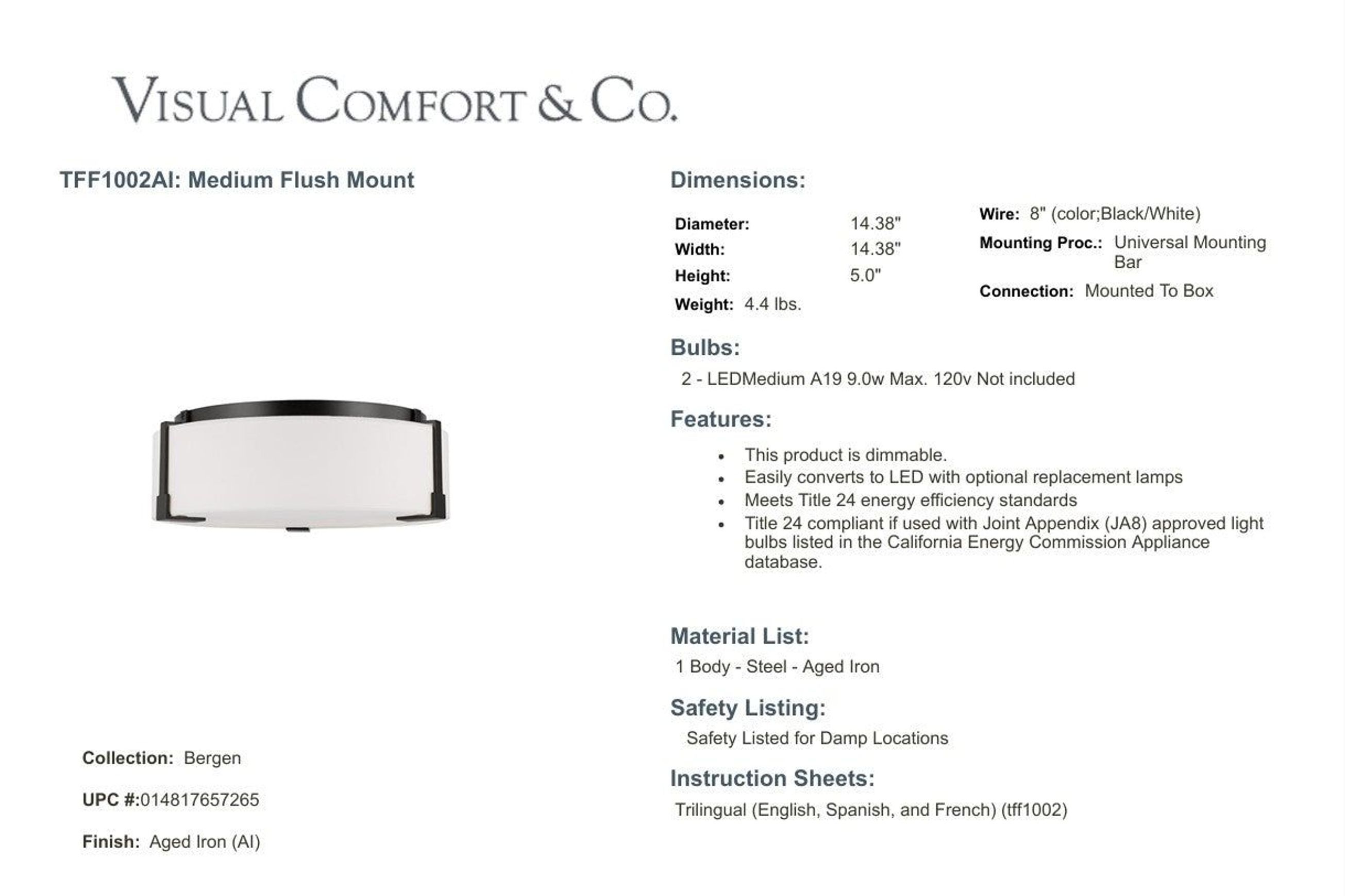 Visual Comfort Studio Bergen Flush Mount